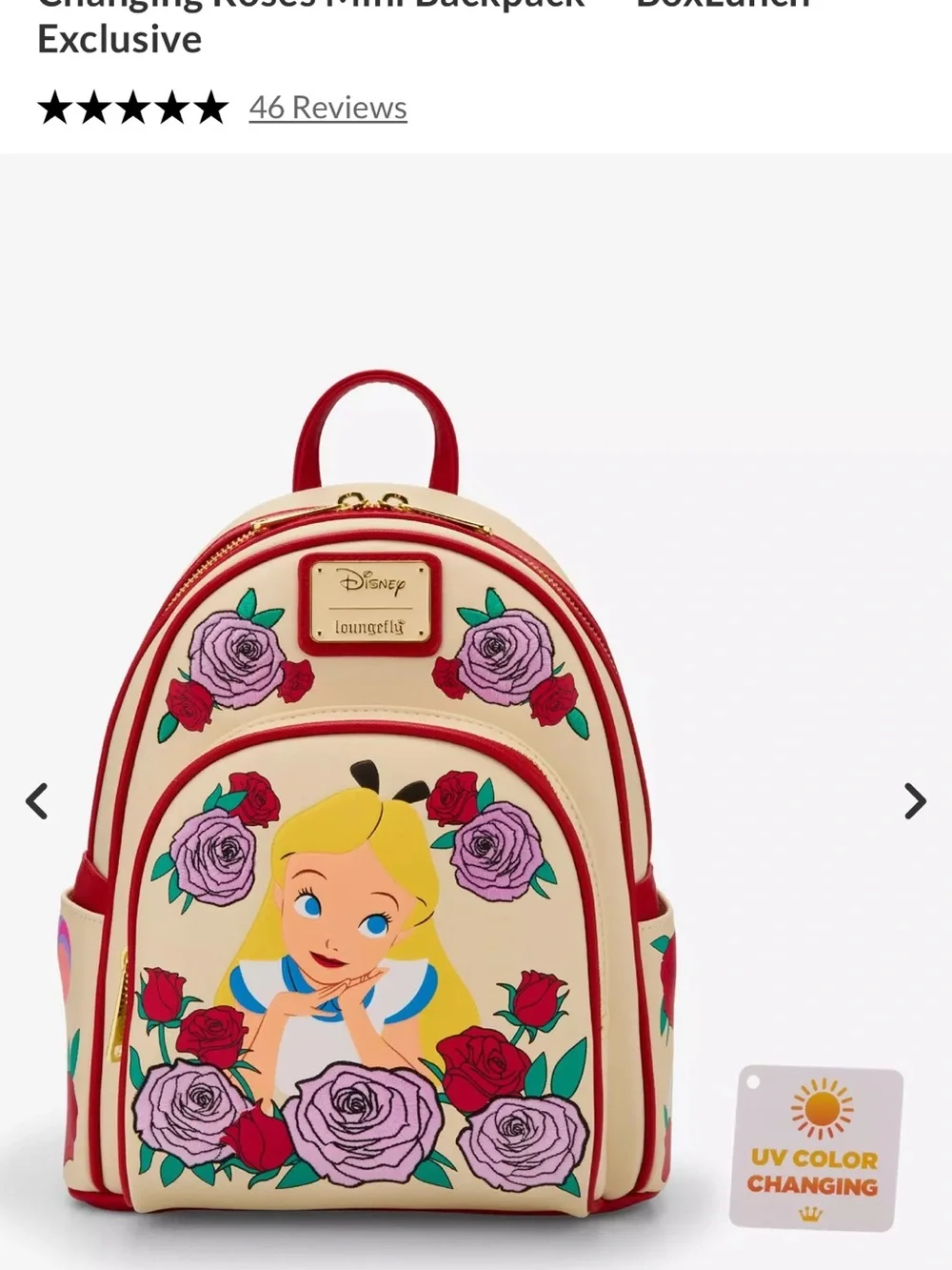 Loungefly Disney Alice in Wonderland Color Changing Roses Mini Backpack & Wallet - Picture 8 of 9